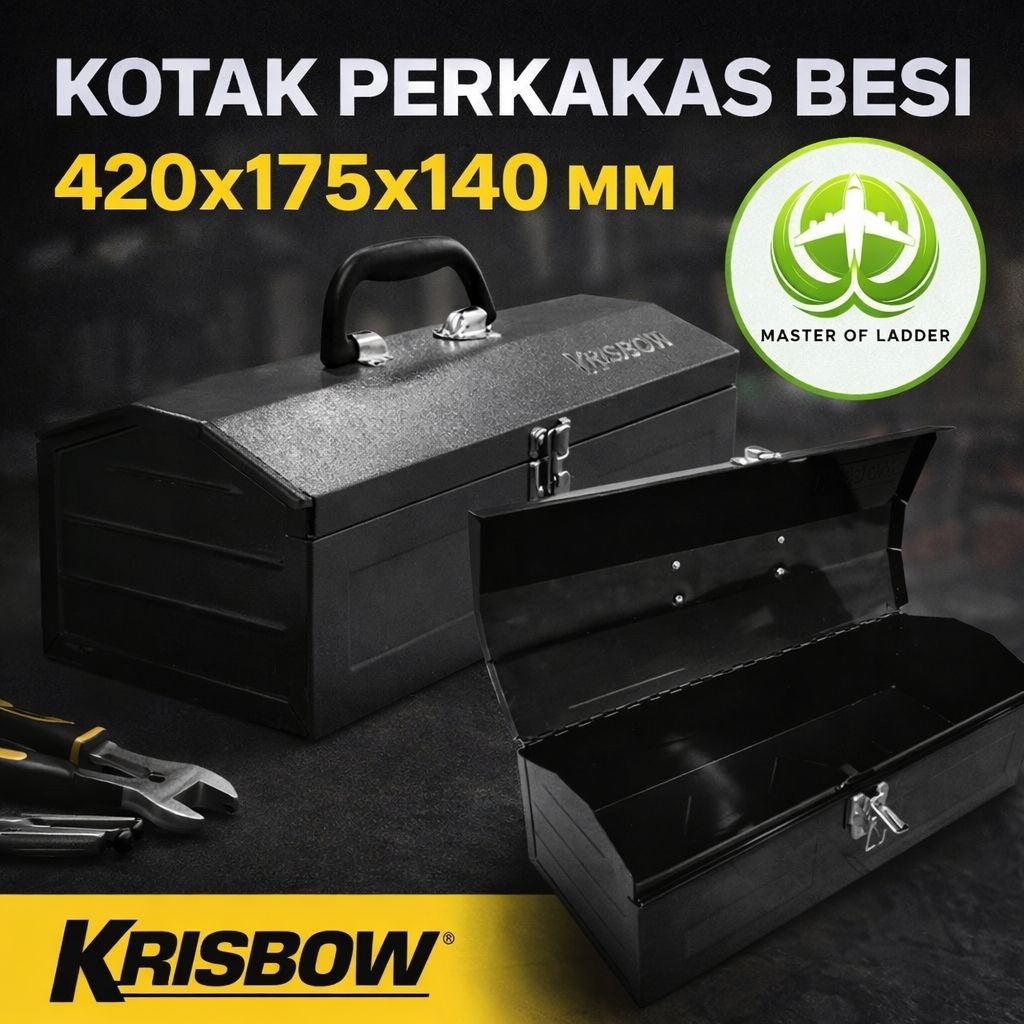 Kotak perkakas Tool Box Besi Krisbow Steel Toolbox 420x175x140 MM Anti Karat