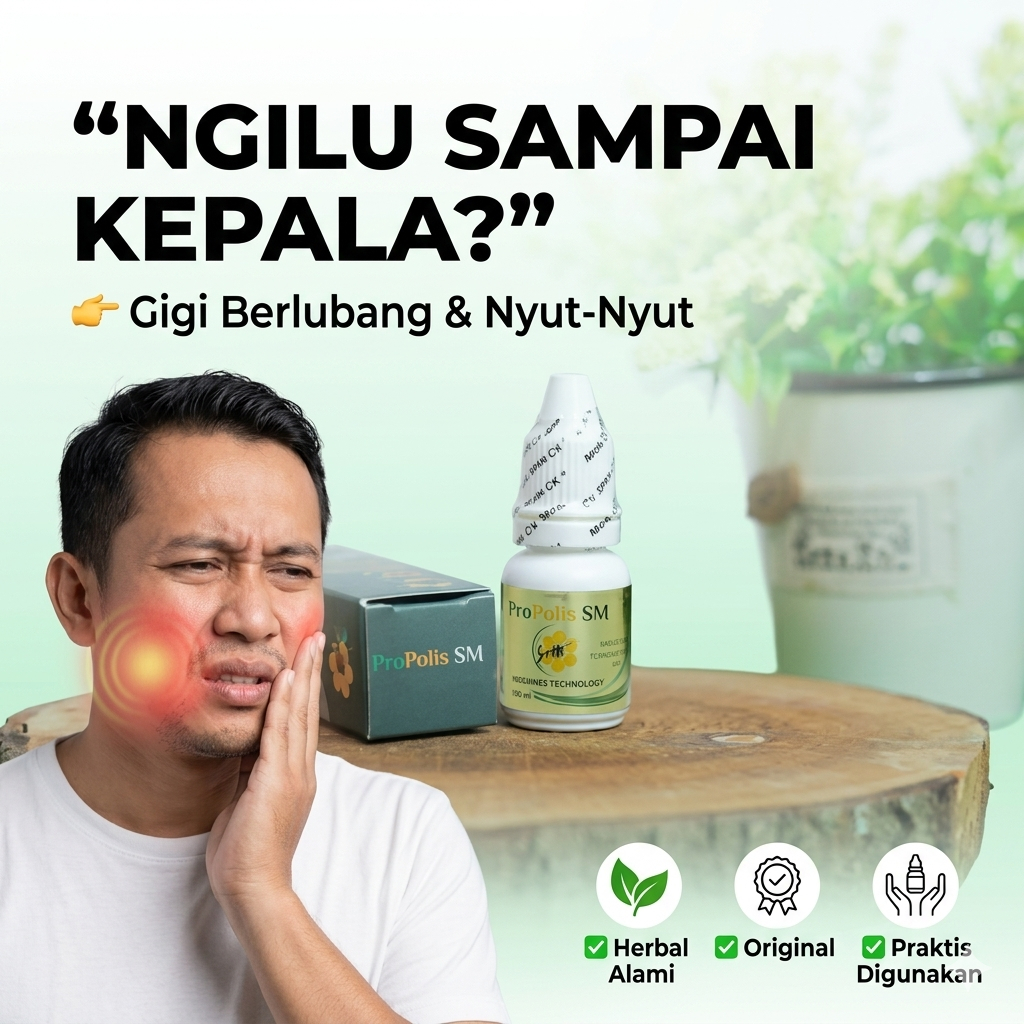 Obat Sakit Gigi Berlubang Nyeri Berdenyut Sampai Kepala, Ngilu Parah, Gusi Nyeri - Propolis SM 6ml P