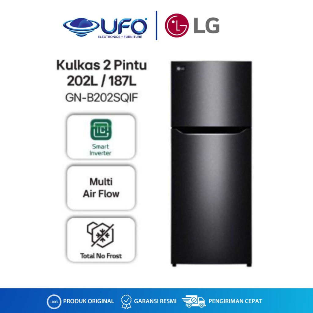 LG GNB202SQIF Kulkas Inverter 2 pintu 202 L No Frost