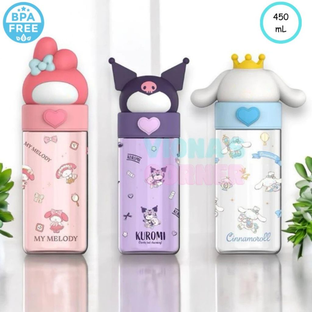 Botol Minum Anak Perempuan Motif Karakter Lucu Tempat Air Sticker 3D