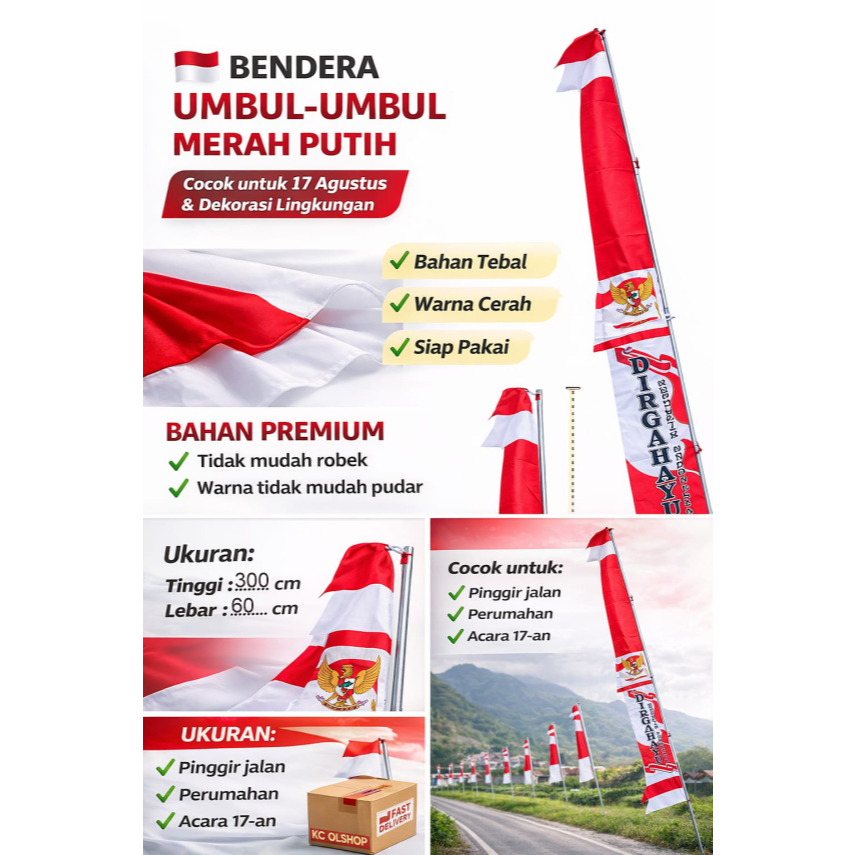 UMBUL UMBUL 3METER DIRGAHAYU UMBUL UMBUL BANDIR UMBL UMBUL DIRGAHAYU PRINTING