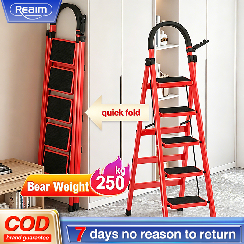 Tangga Rumah Lipat 2 meter Step Dan Murah Dan Bagus Tangga Besi Lipat 3/4/5/6 Step Household Ladder 