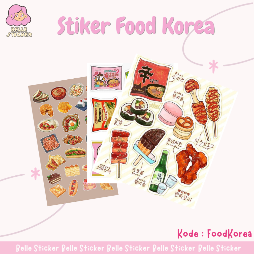 Stiker Food Korea Stiker Laptop Aesthetic Tumblr HP Sticker Sticker Lucu Sticker Diary (Bisa COD)