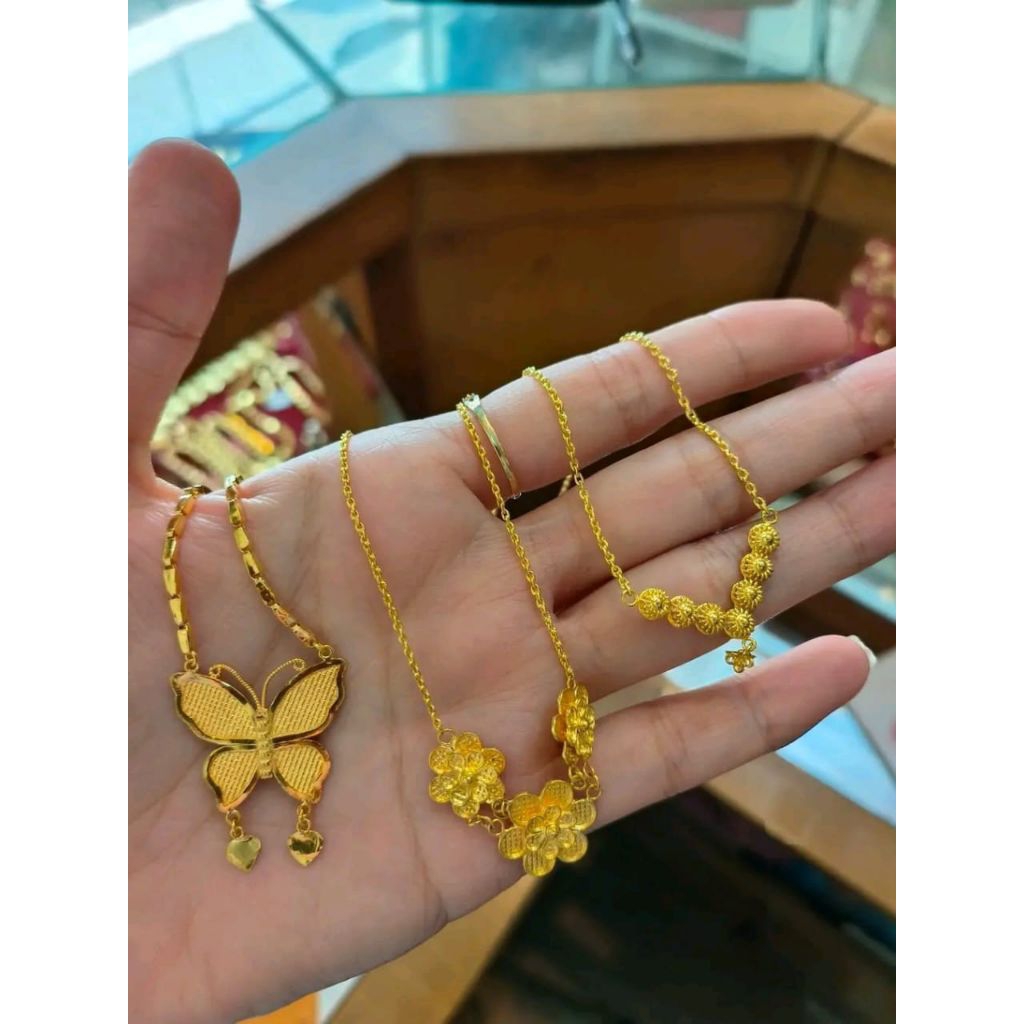 kalung medan mainan perak celup emas 24