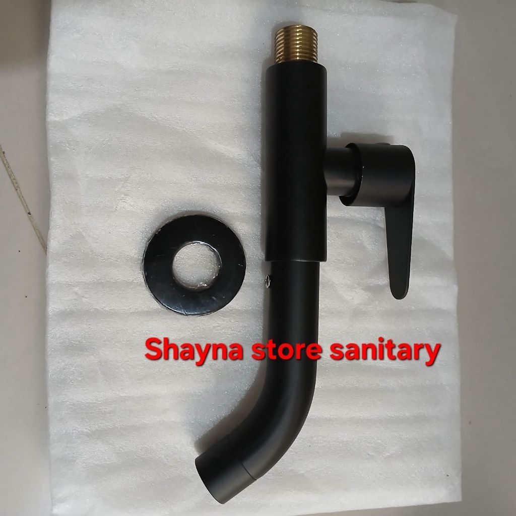 kran tembok/kran wastafel stainless hitam panjang kran 20 Cm.