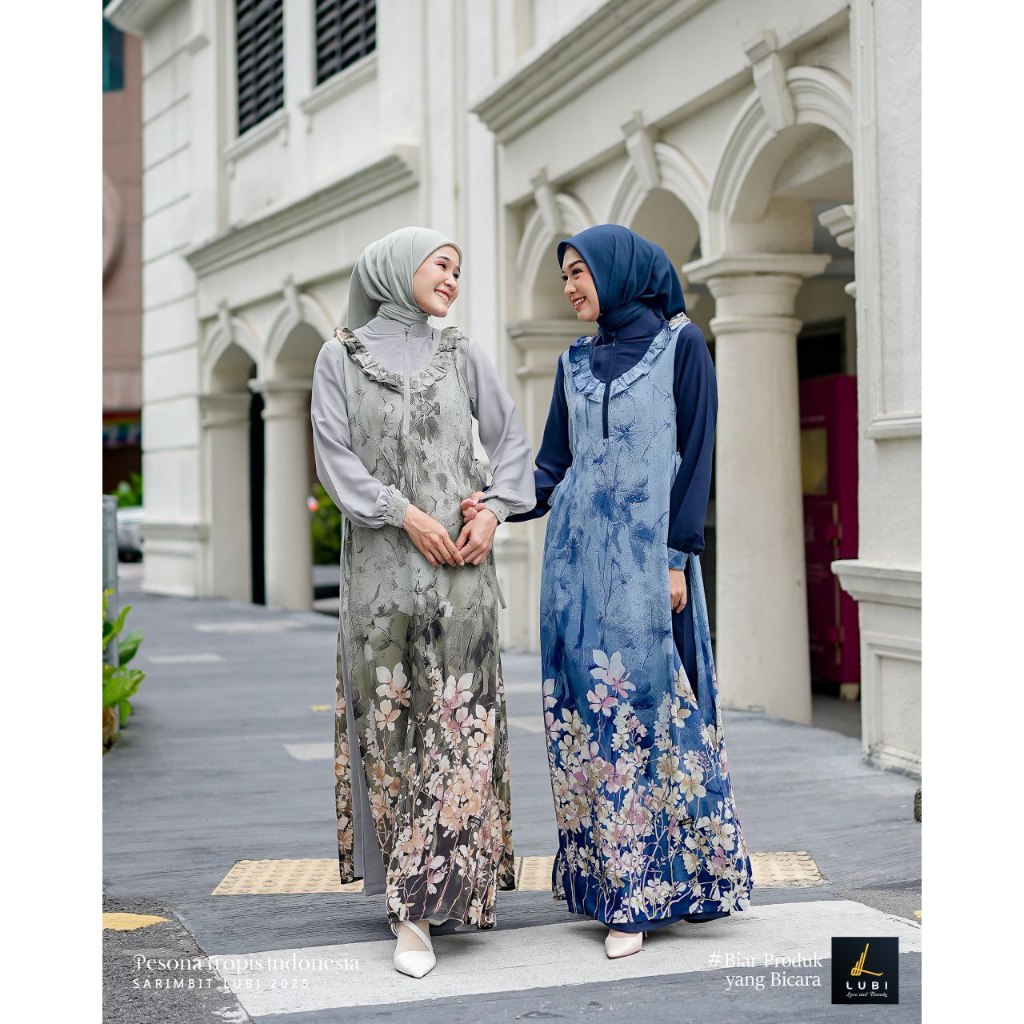GAMIS FLORAL DRESS KOREA STYLE WANITA DEWASA REMAJA WQARNA HIJAU SAGE BIRU NAVY DUSTY ROSE PINK PURP