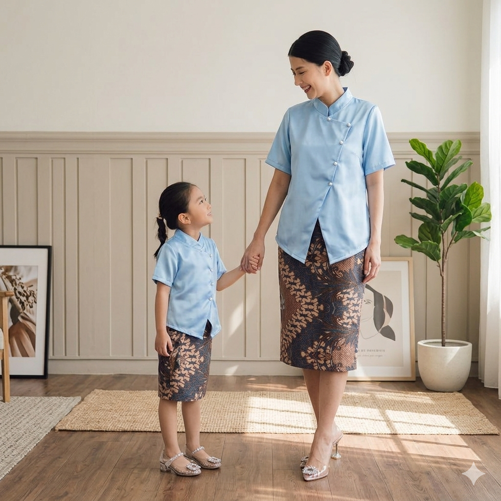 Atasan Kebaya Janggan Polos Couple Ibu Dan Anak/ Kebaya Couple Pesta Ibu dan anak/kebaya wisuda/keba