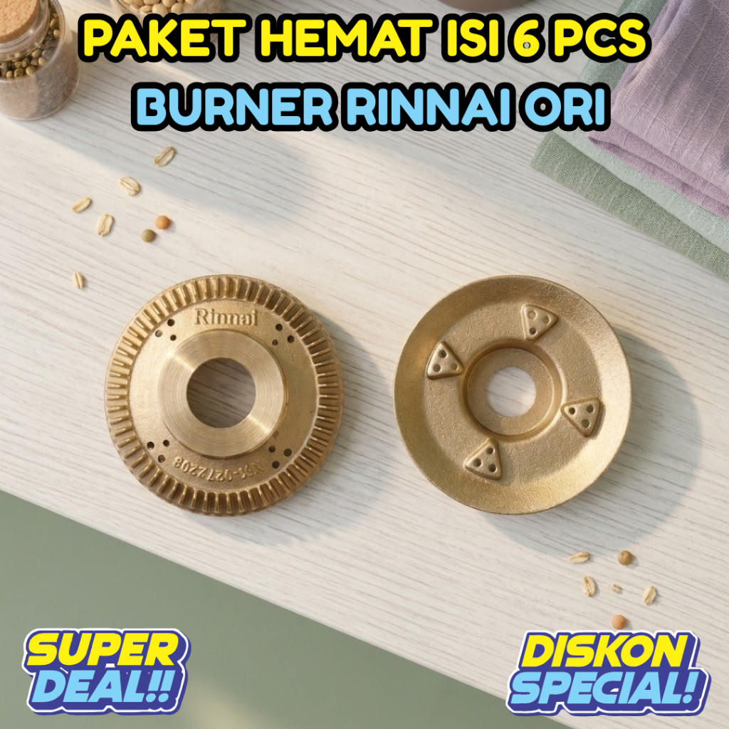 Grosir Paket Hemat isi 6 Sumbu Kompor Gas Burner Kuningan Kompor Rinnai Original Asli Premium