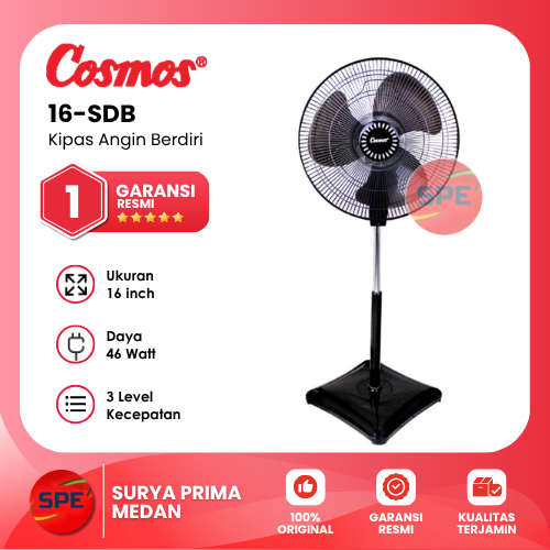 KIPAS ANGIN BERDIRI / STAND FAN COSMOS UKURAN 16 INCH 16-SDB / 16SDB GARANSI RESMI (MEDAN)