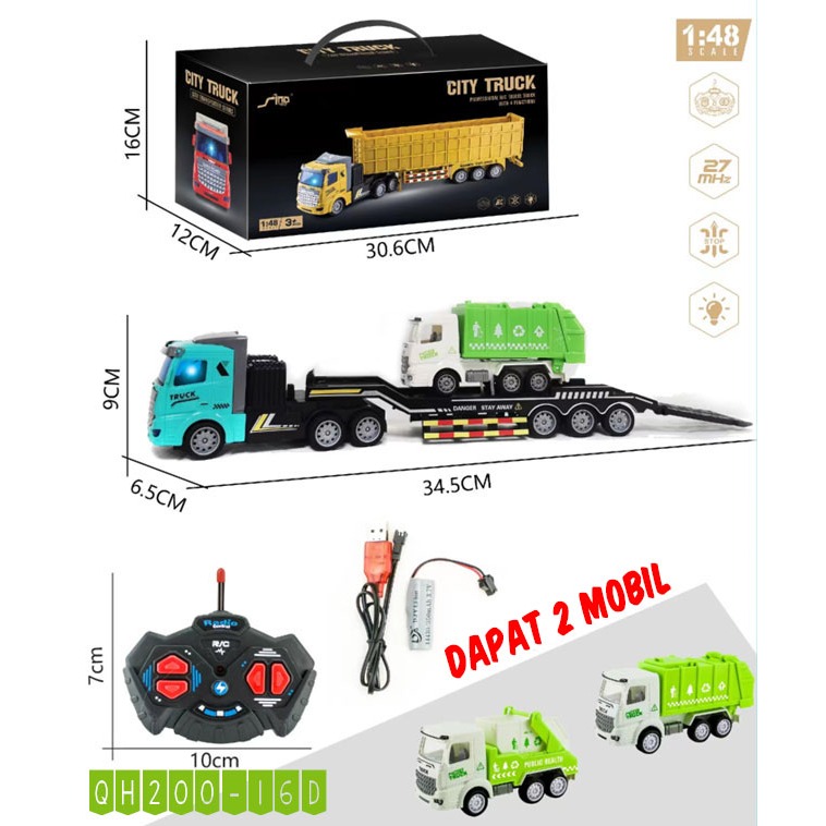 RC Truck Self Loader Remote Control Mainan Anak dengan Baterai Isi Ulang 1:48