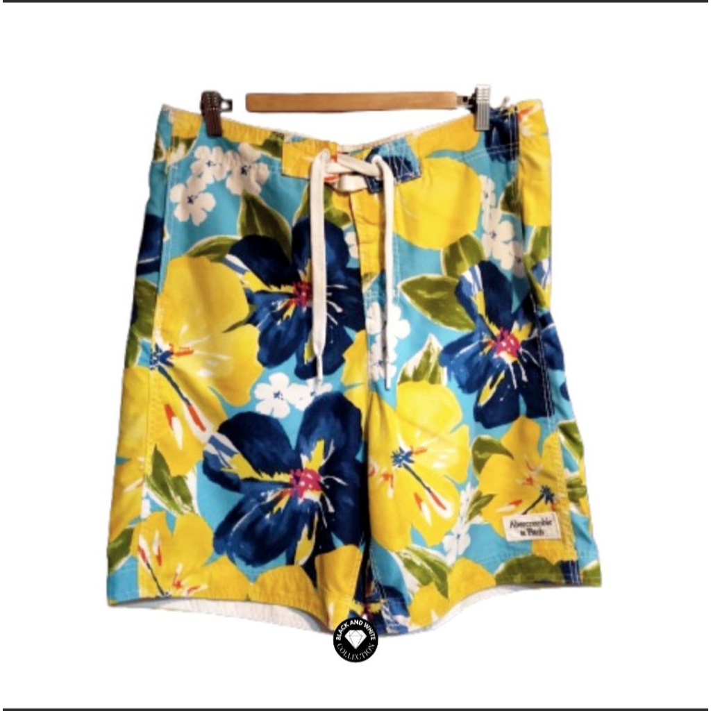 Vintage Y2K Abercrombie & Fitch Mens Swim Board Shorts Floral Surf Beach