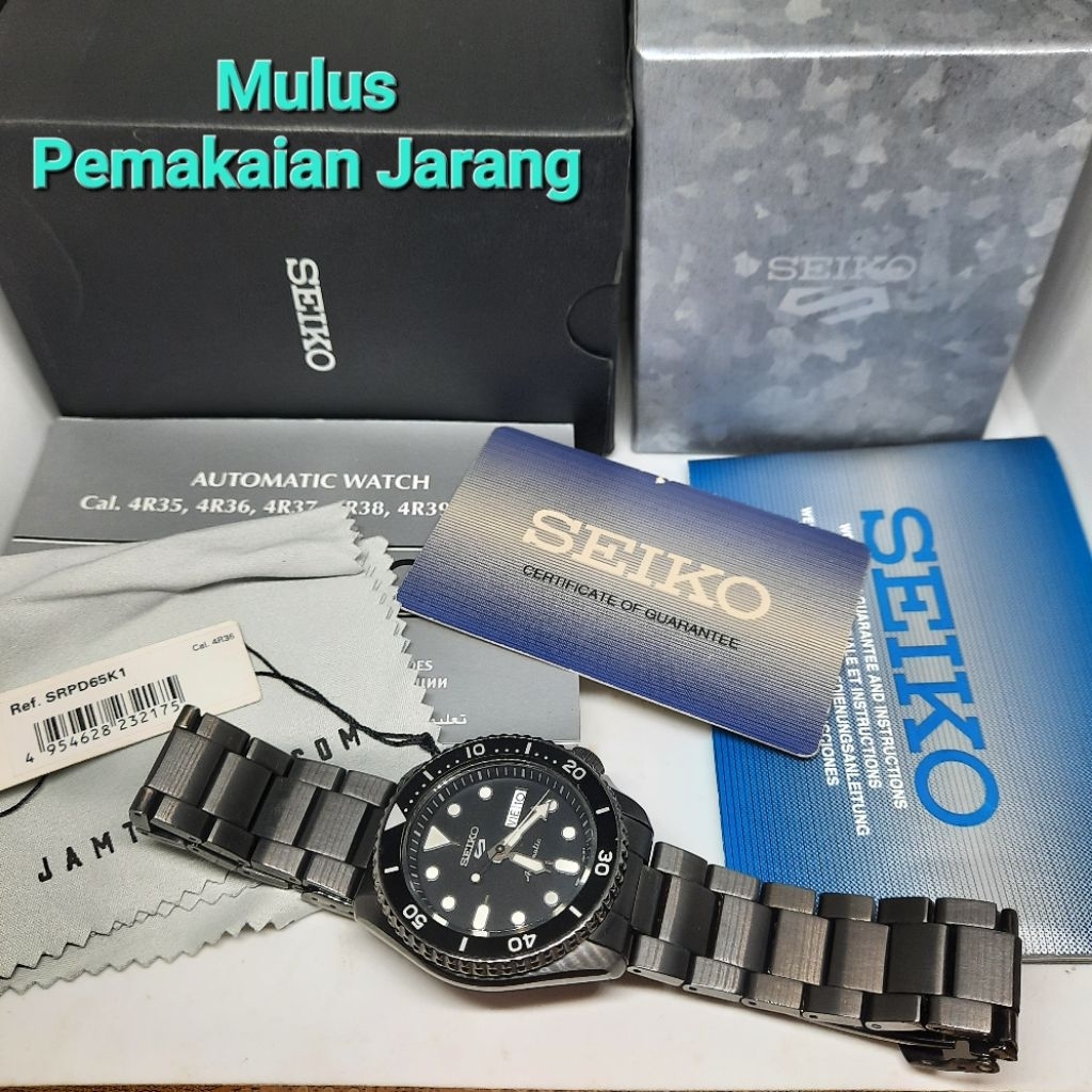 Seiko 5 Sports SRPD65K1 Gunmetal Black Hitam 4r36-07G0 SRPD65