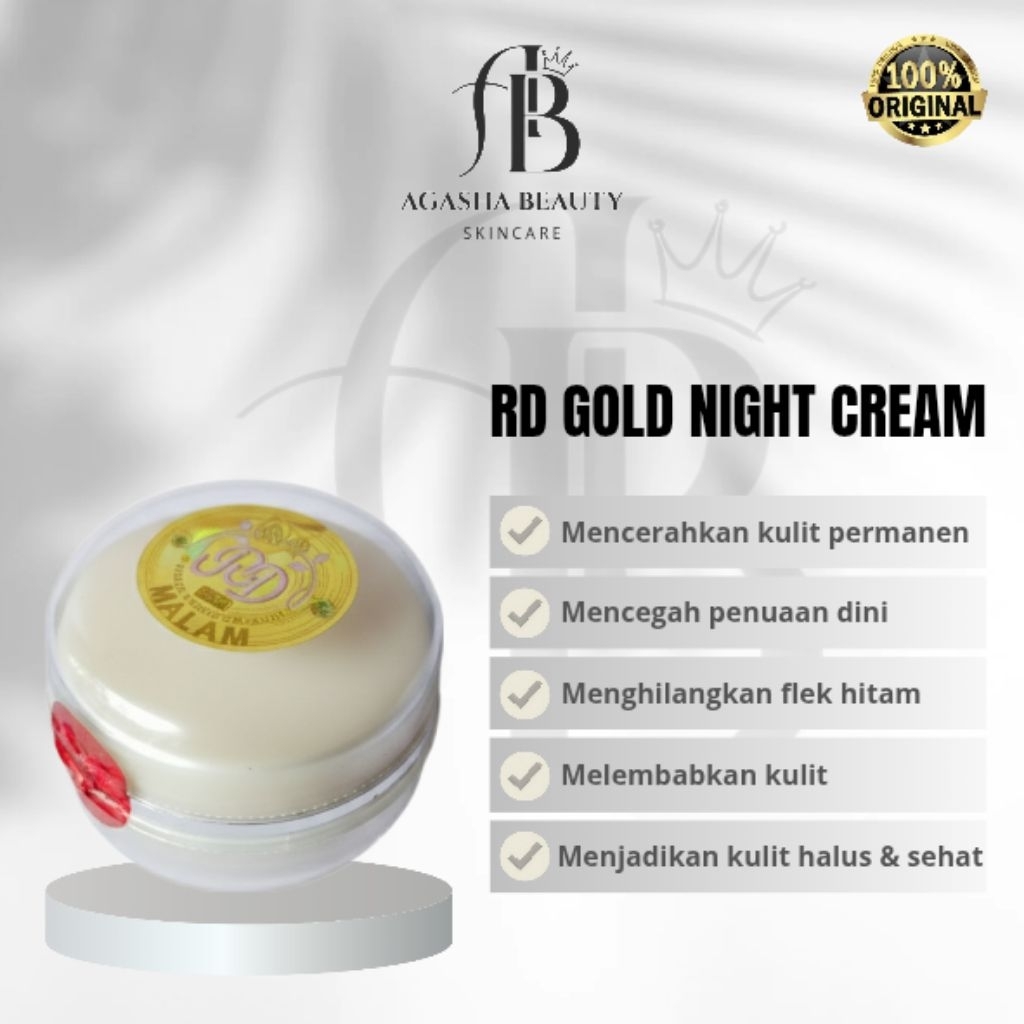 RD GOLD NIGHT CREAM/KRIM MALAM RD By Rinna Diazella 100% original