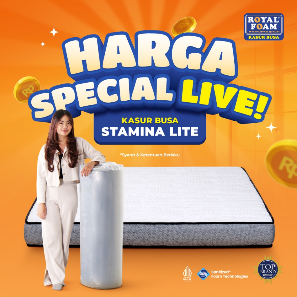 Kasur Busa Vakum Anak Kos Royal Foam Stamina Lite Density 24 (Bonus Bantal dan Sprei)
