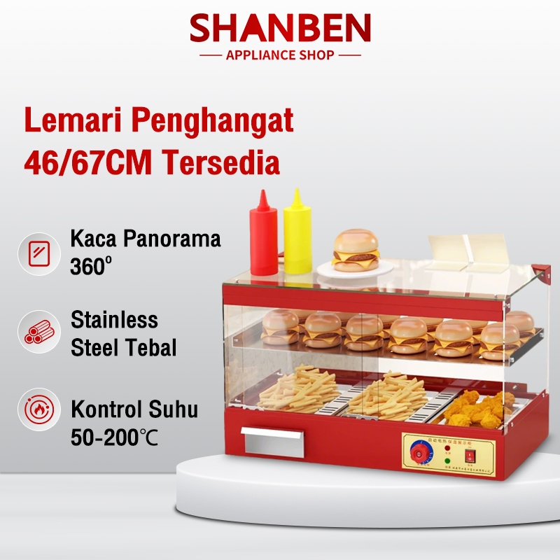 SHANBEN Lemari pamer penghangat komersial lemari penghangat makanan lemari penghangat egg tart burge