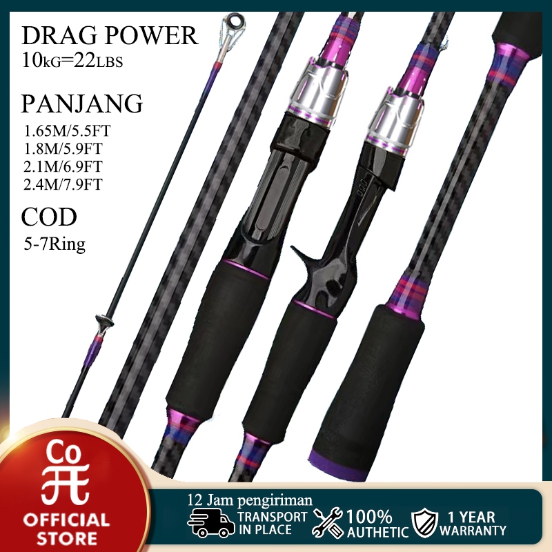 Daiwa Joran Pancing 6-12LB 165-210cm Joran 2 Bagian Carbon Fiber Joran UL Joran BC pancing Joran