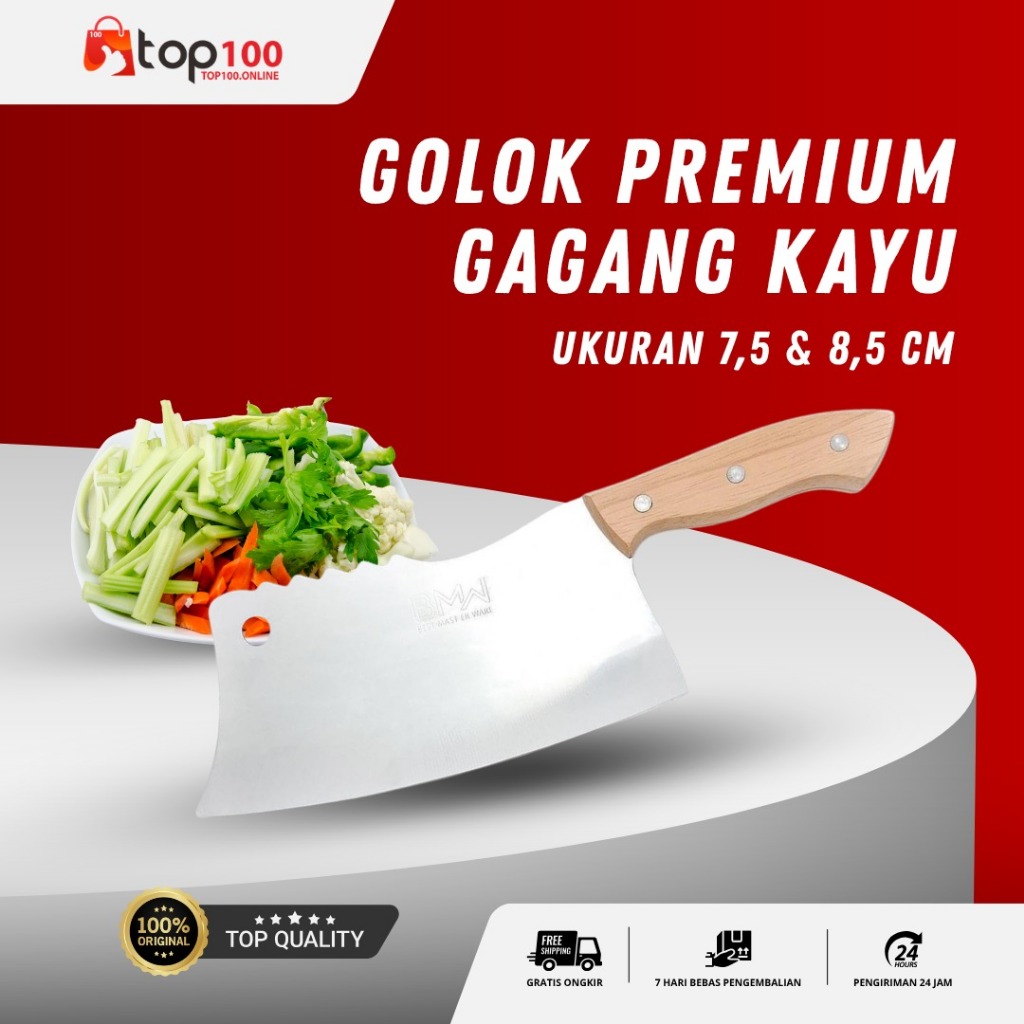 Top100 - Golok Gagang Kayu Kuat Dan Nyaman Di Genggam Golok Daging Tajam