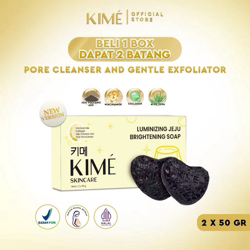 Kime Sabun Pemutih Badan & Pembersih Wajah Sabun Harian untuk Kulit Lebih Cerah, Bersih & Glowing