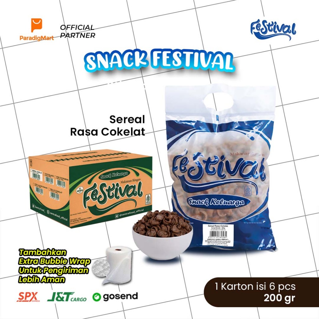 FESTIVAL Snack Rasa Sereal Cokelat Snack Keluarga 1 Dus Isi 6 bungkus Halal BPOM