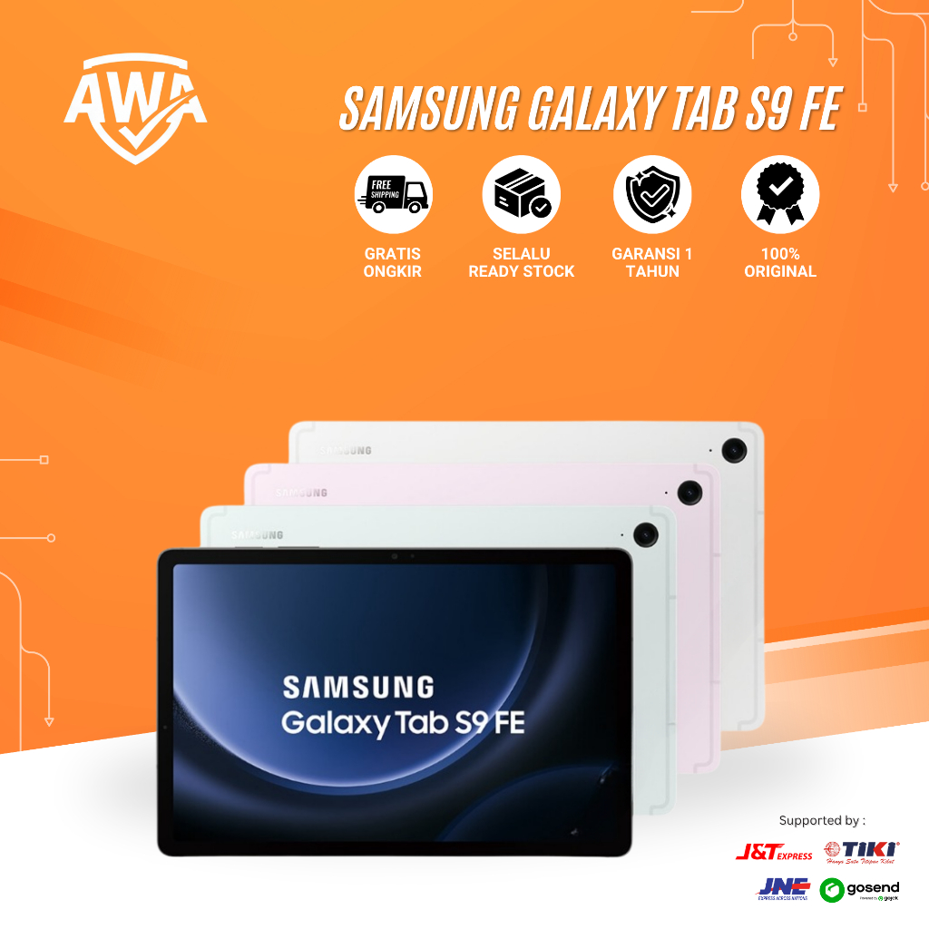 Samsung Galaxy Tab S9 FE | S9 FE Plus + 128GB 256GB 5G SEIN (RESMI) GRAY LIGHT GREEN LAVENDER SILVER