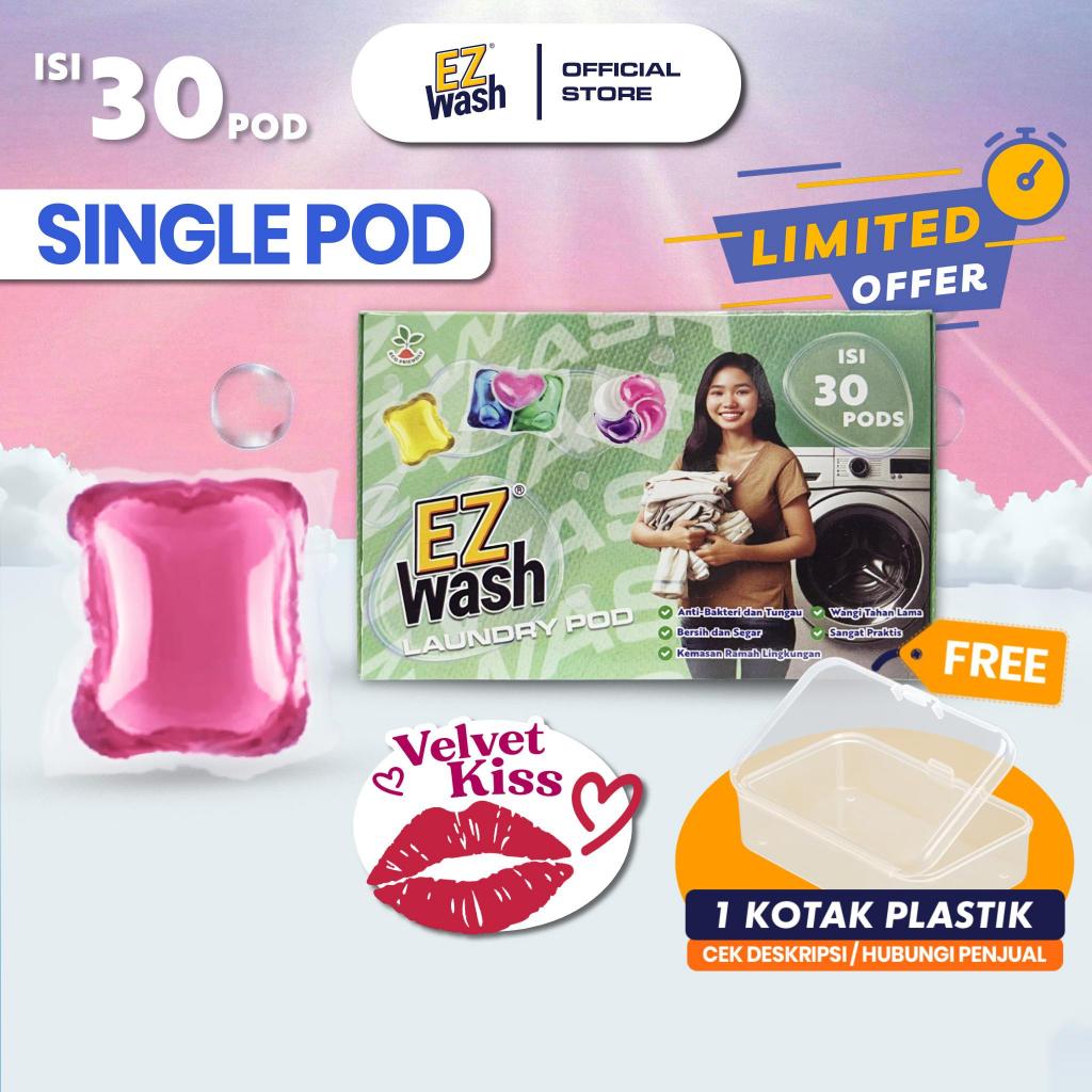 [ Single Velvet Kiss 30 Pods ] EZWash Laundry Pod Single Chamber Liquid Detergent Gel Capsule EZ Was