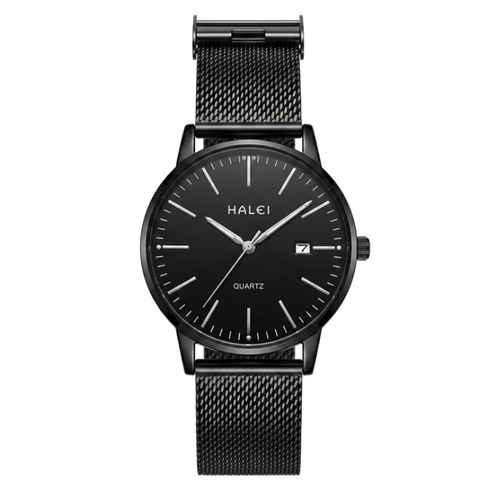 Jam Tangan Halei 8025M Rantai Pasir Hitam Dial Silver
