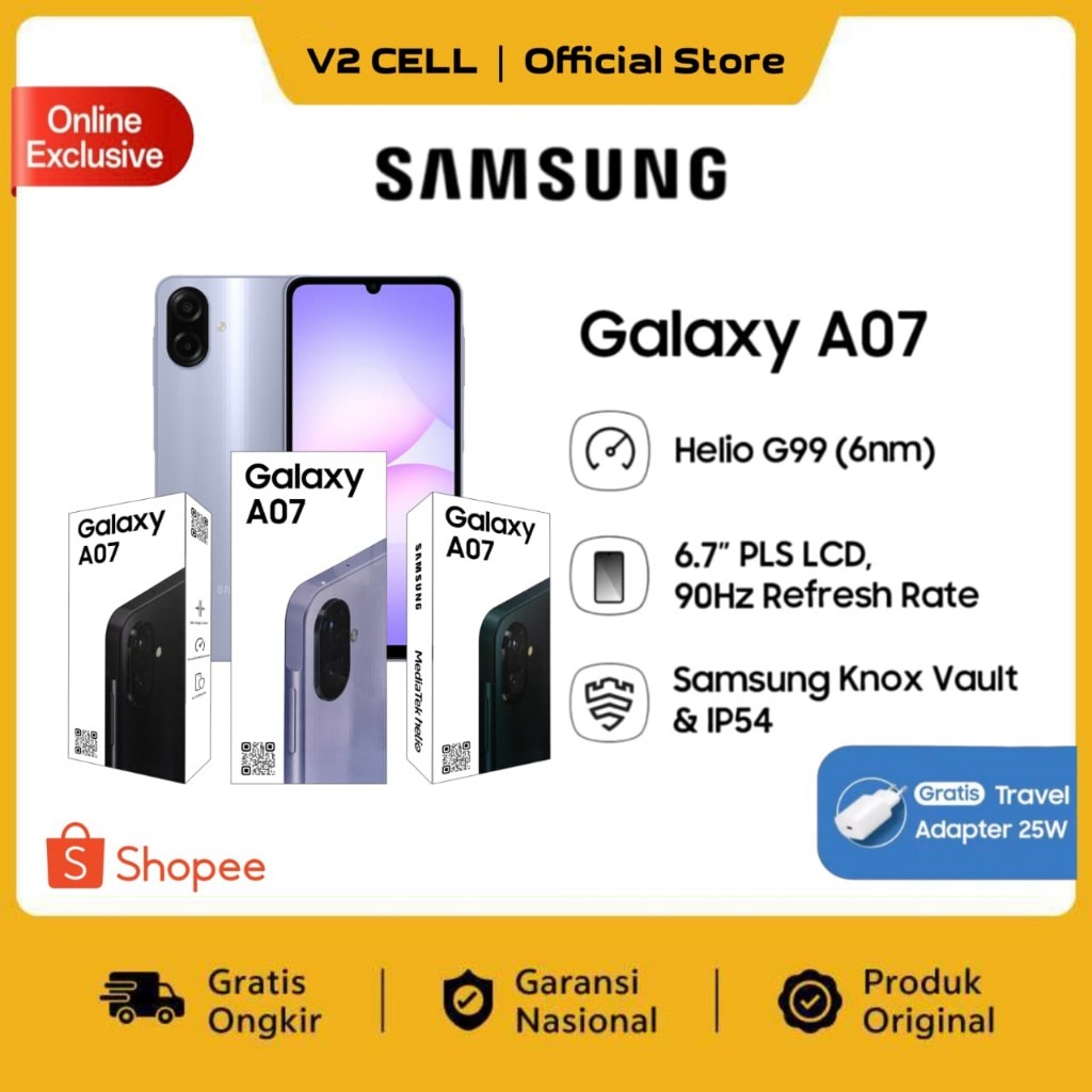 SAMSUNG A07 4G RAM [4/128GB] [4/64GB [6/128GB] GARANSI RESMI