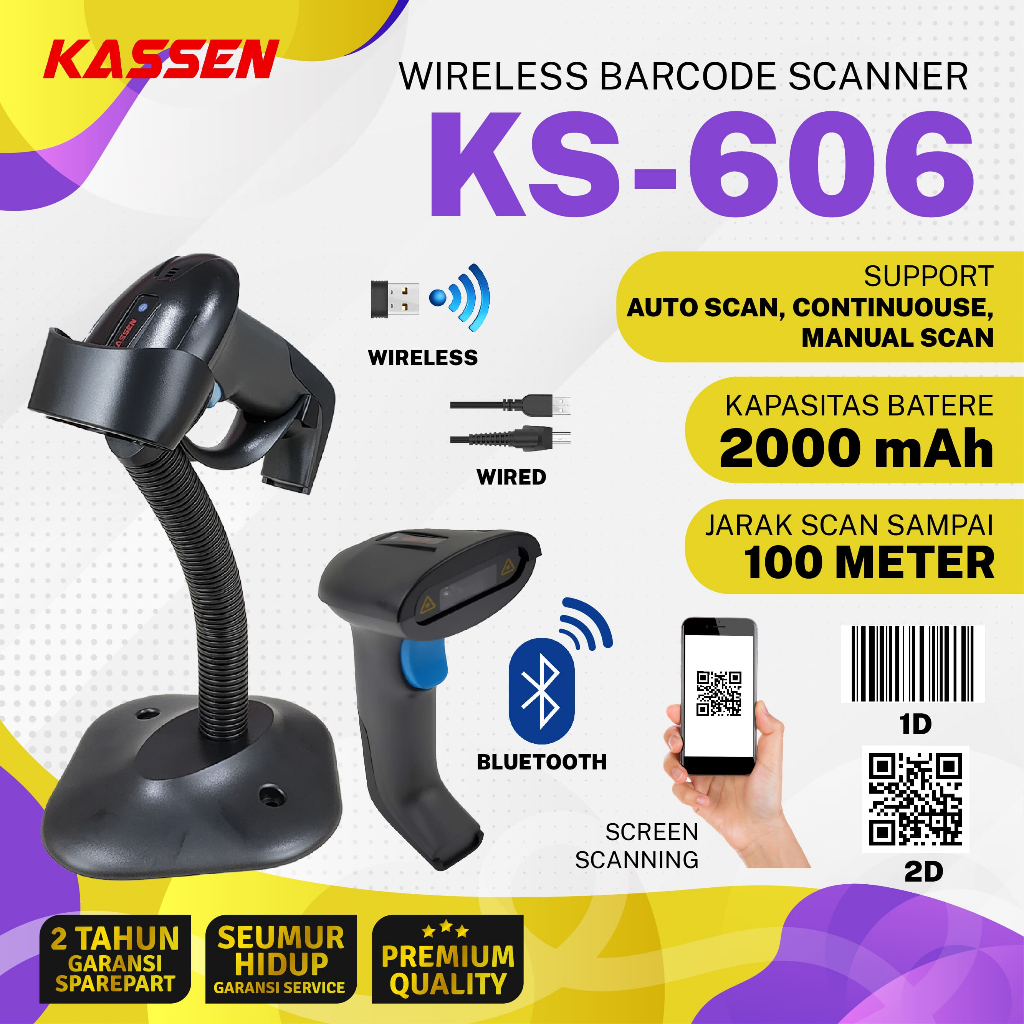 Barcode Scanner 2D Wireless Bluetooth - Kassen KS606 / KS-606