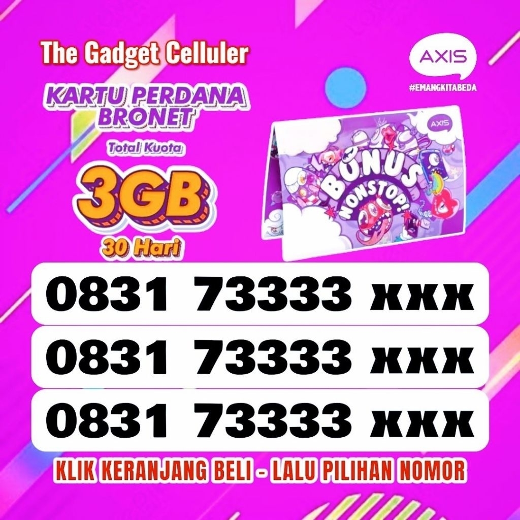 Kartu Perdana Cantik XL- AXIS 4G/5G/LTE Nomor Nasional | Bonus Kuota 3GB (A.E0002)