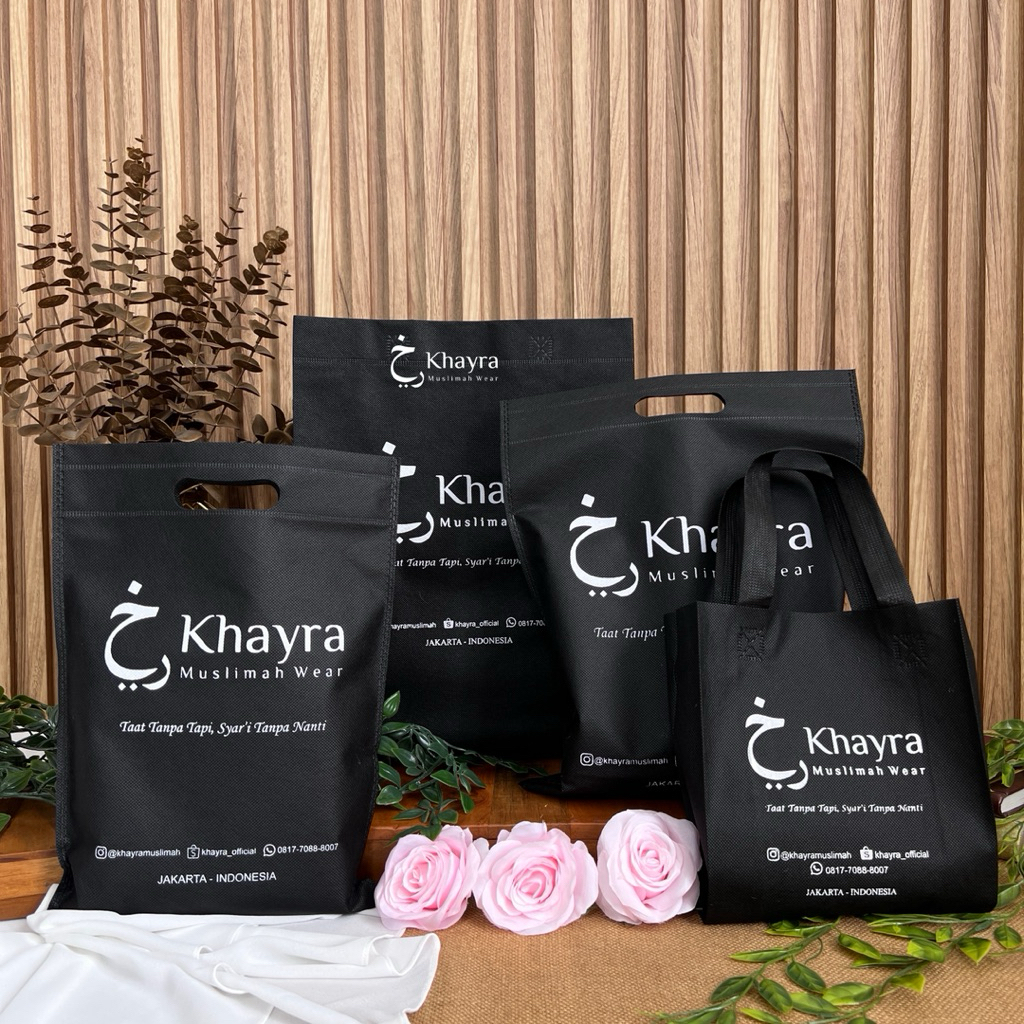 Khayra Muslimah - Tote Bag Khayra Muslimah Tas Travel Goodie Bag Hitam Premium | Goodie Bag Premium 