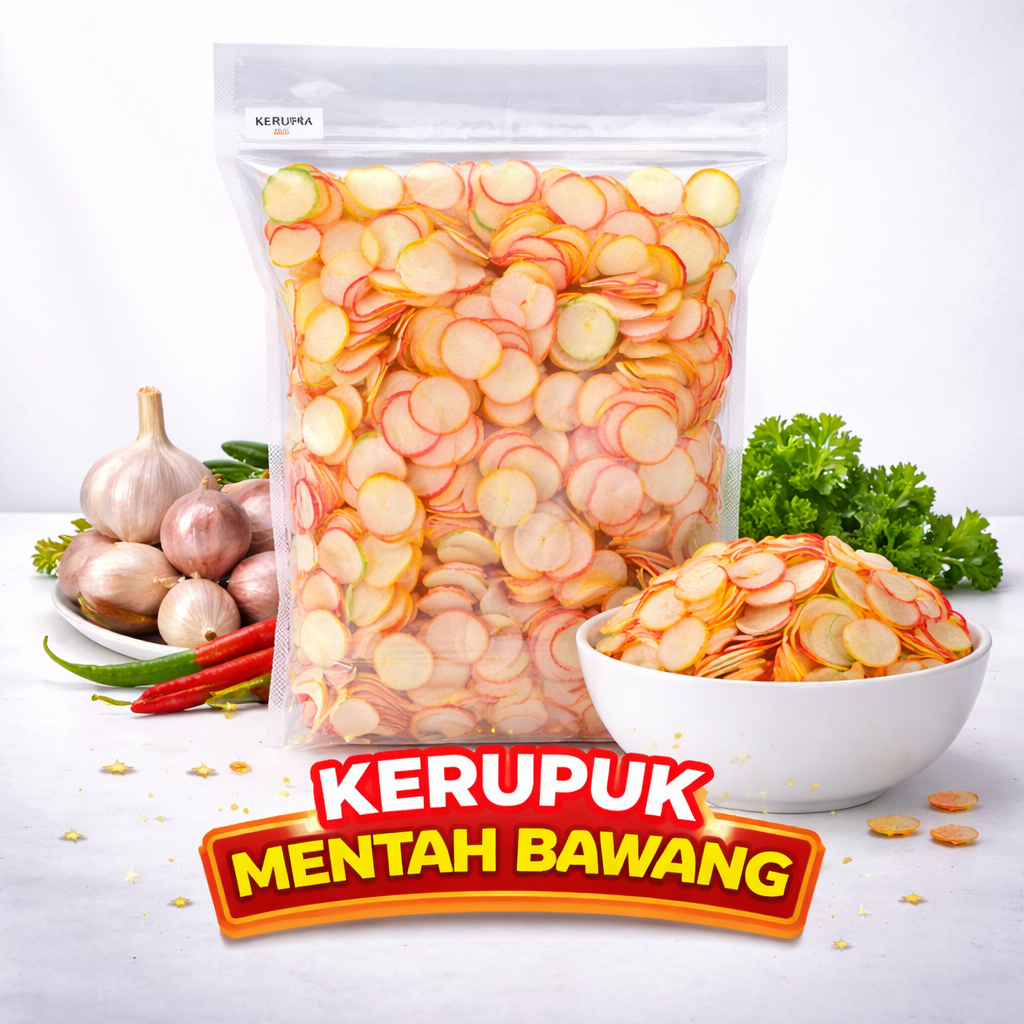 Kerupuk Mentah Bawang Krucil Warna Kecil – Mini, Renyah, Laris Manis
