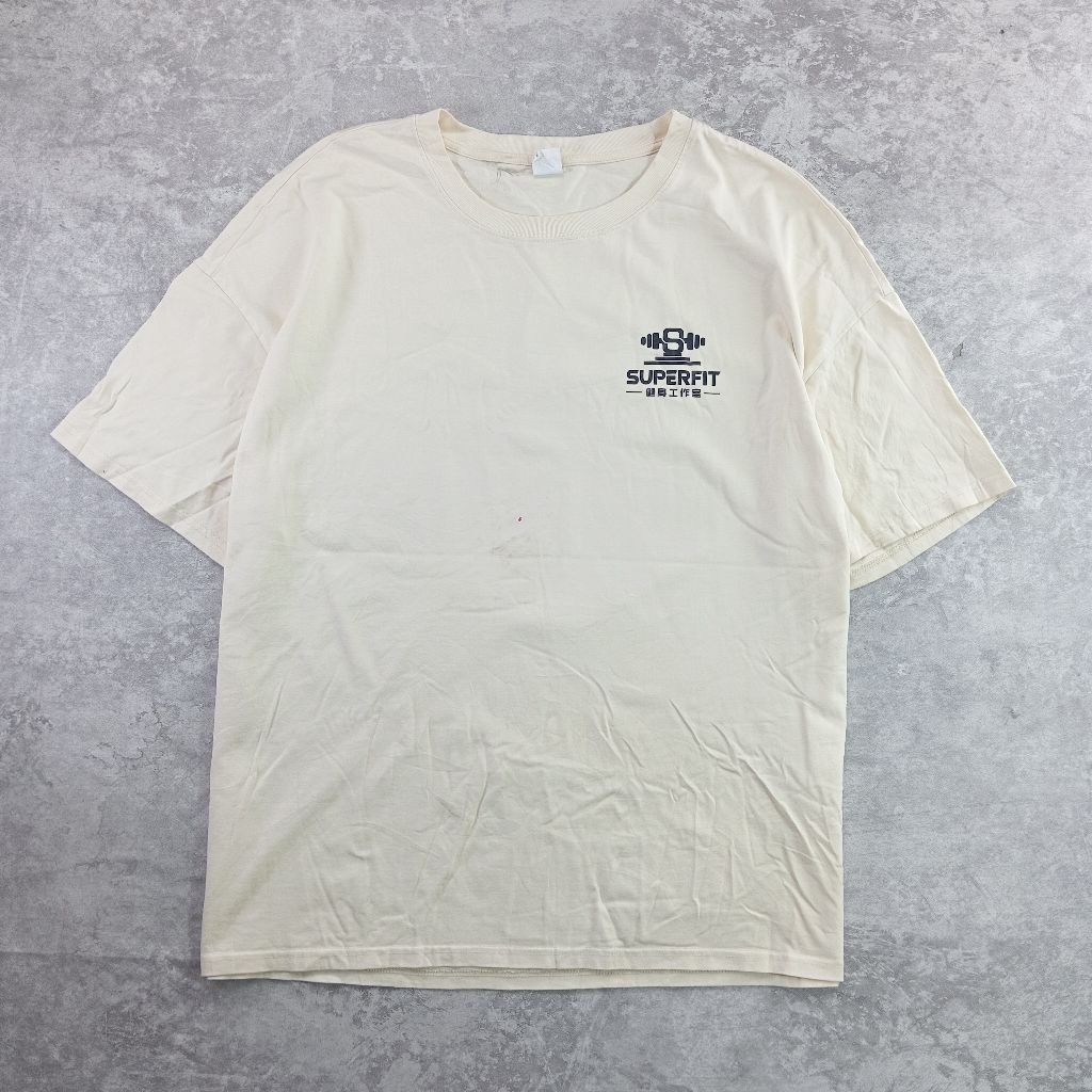 [PRELOVED] KAOS OVERSIZE SUPERFIT COTTON WARNA CREAM (SECOND)
