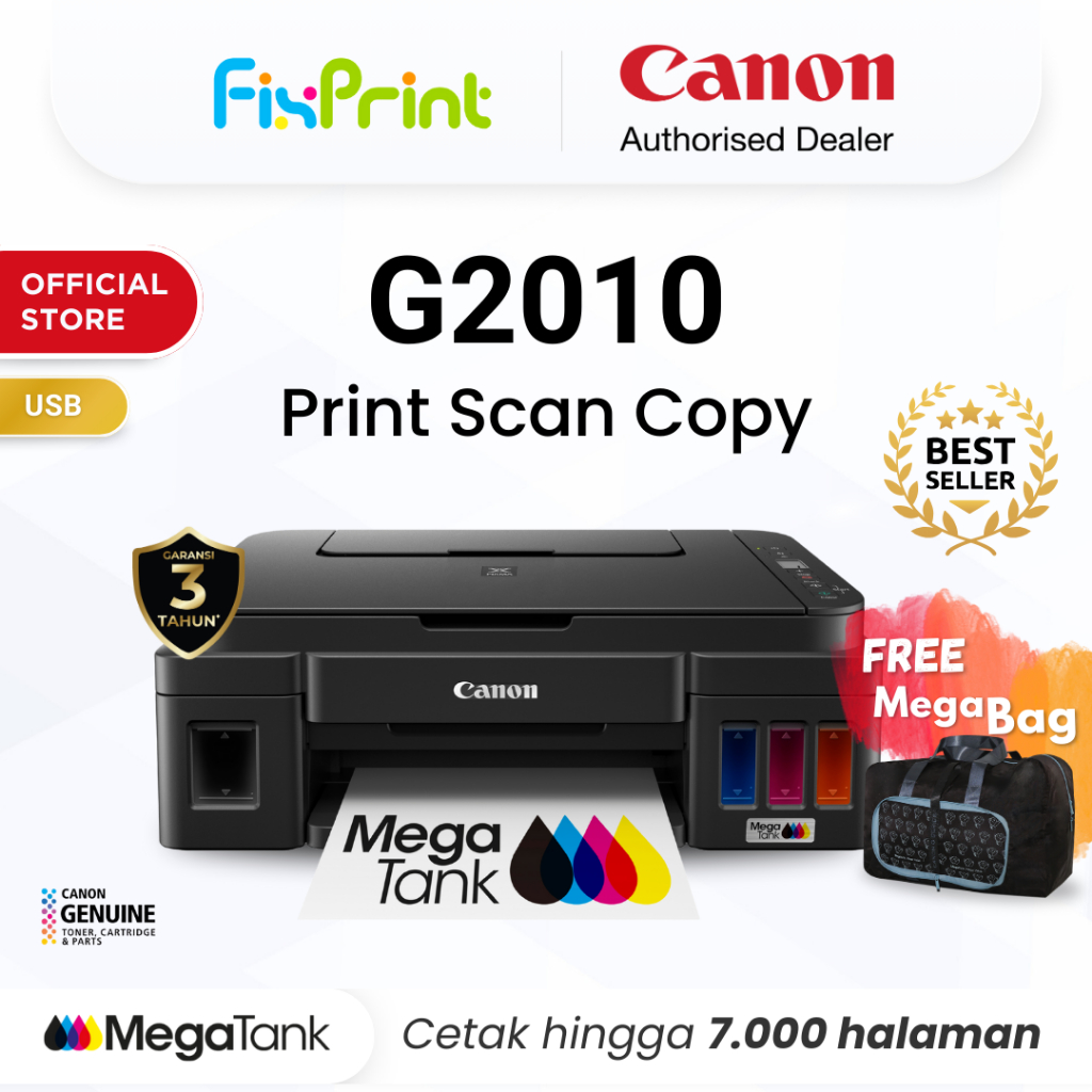 FixPrint Printer Canon G2010 - Ink Tank All In One Print Scan Copy USB - Garansi 3 Tahun - Roller Ke