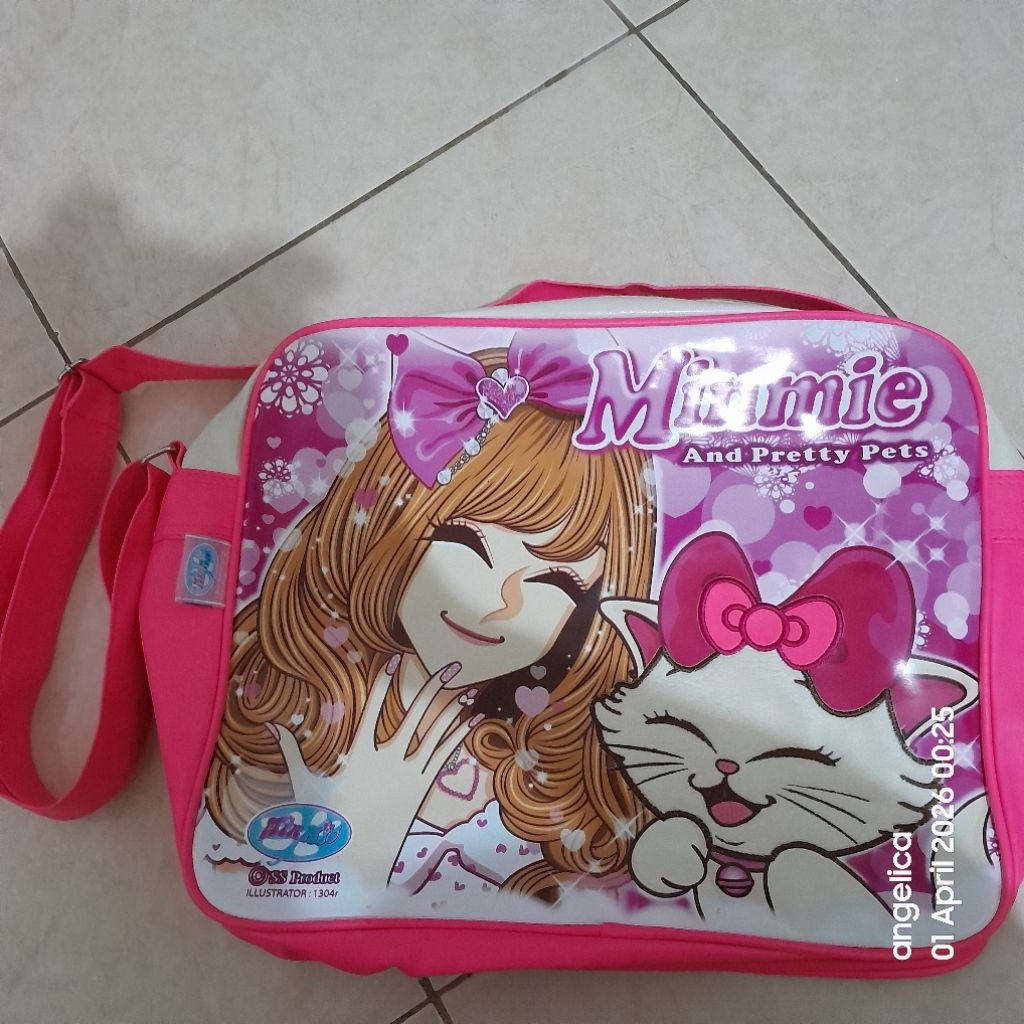 Tas selempang sling bag Minmie pink ori
