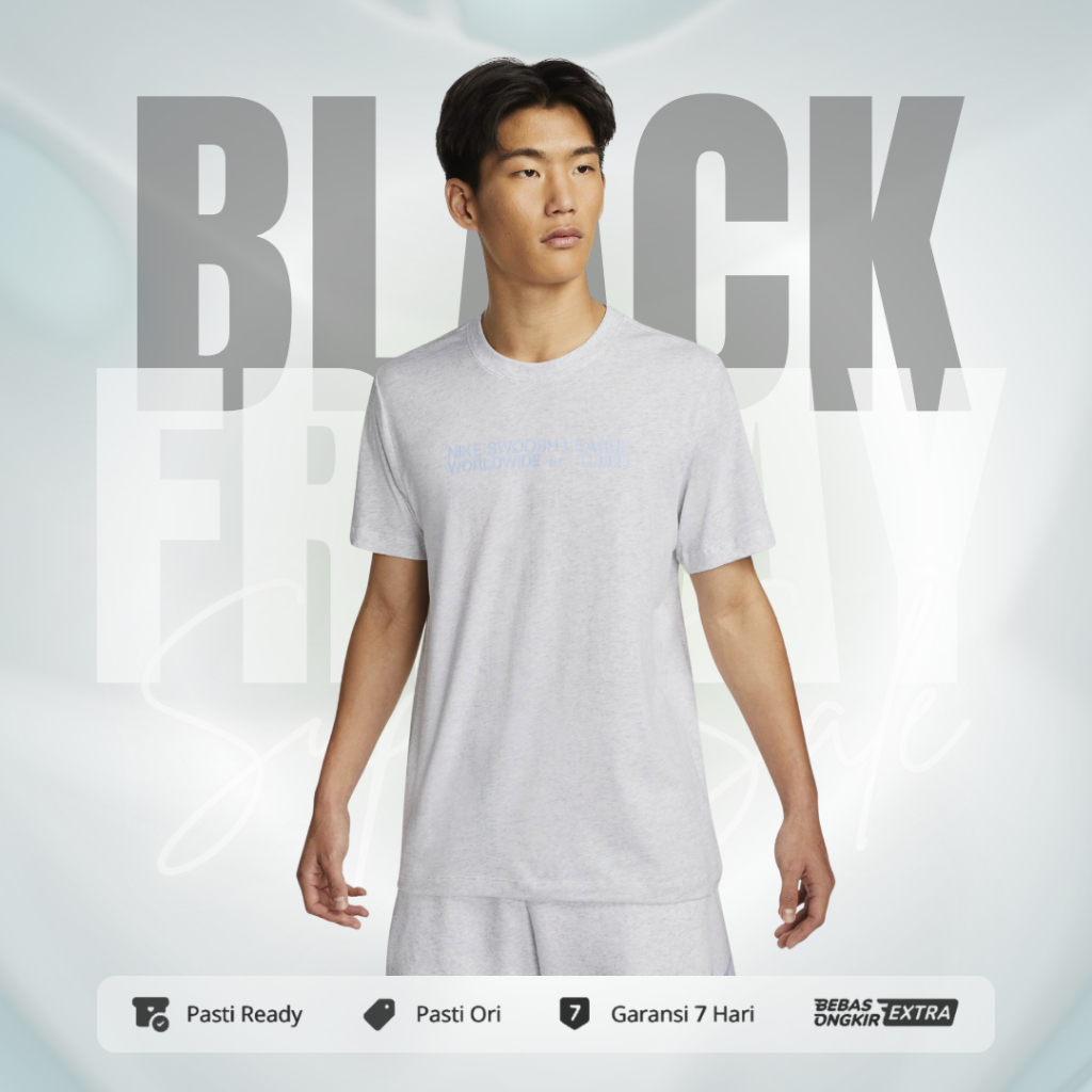 Kaos Nike Pria Sportswear Worldwide Essential+ Core 4 Tee - Smoke Grey DM6410