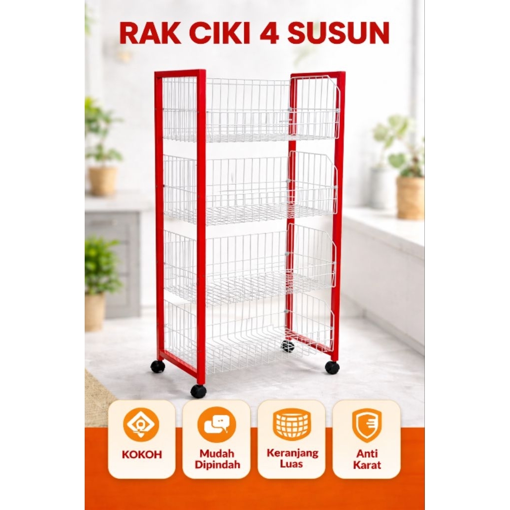 rak ciki serbaguna 401 susun 4 pipa kotak roda coating anti karat