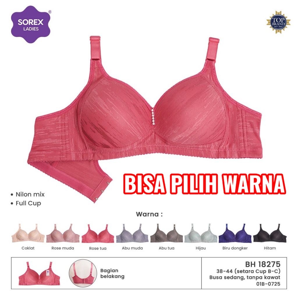 BH SOREX 18275 TANPA KAWAT BUSA KAIT 3 CUP B-C UK 38-44 FULL CUP BESAR SOREX BRA TERBARU