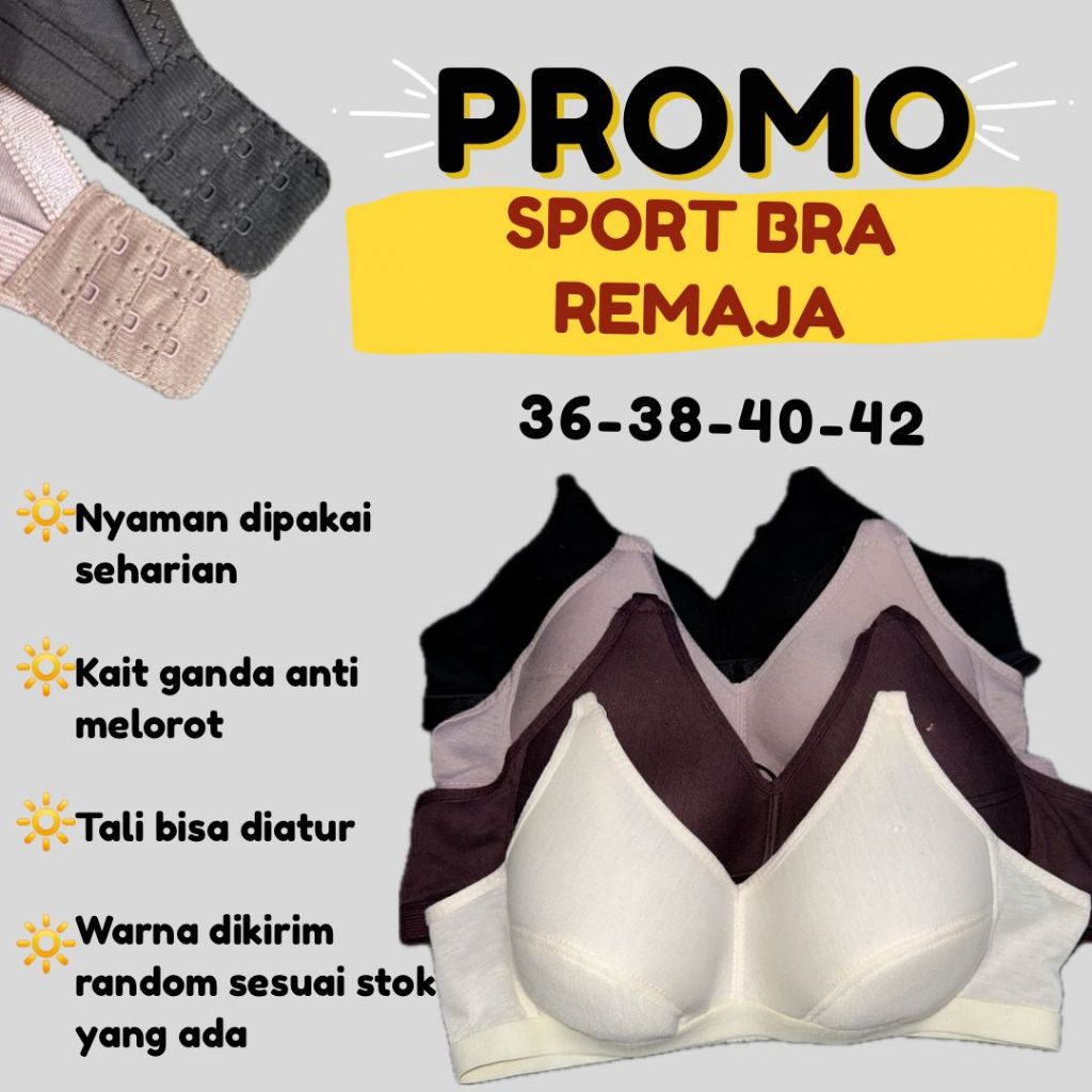 1 PCS // BH SPORT BRA REMAJA TANPA BUSA NYAMAN DIPAKAI // UKURAN 36 DAN 38 // BARANG READY BANYAK