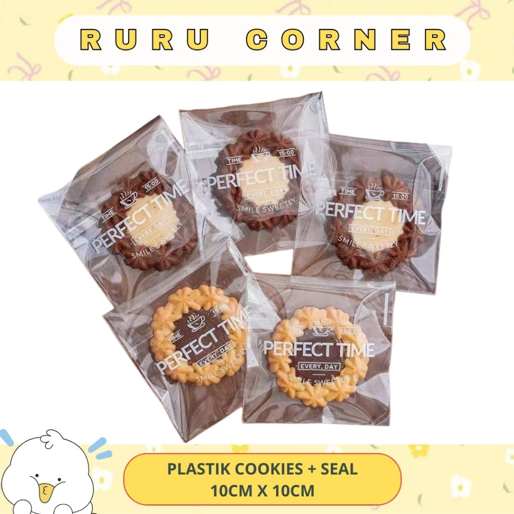 (isi 100)Plastik Cookies Kue Kering Seal Lem 10x10