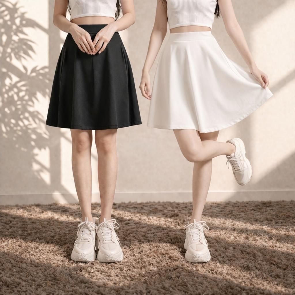 Rok mini scuba premium wanita - Rok pendek model payung bahan scuba premium melar