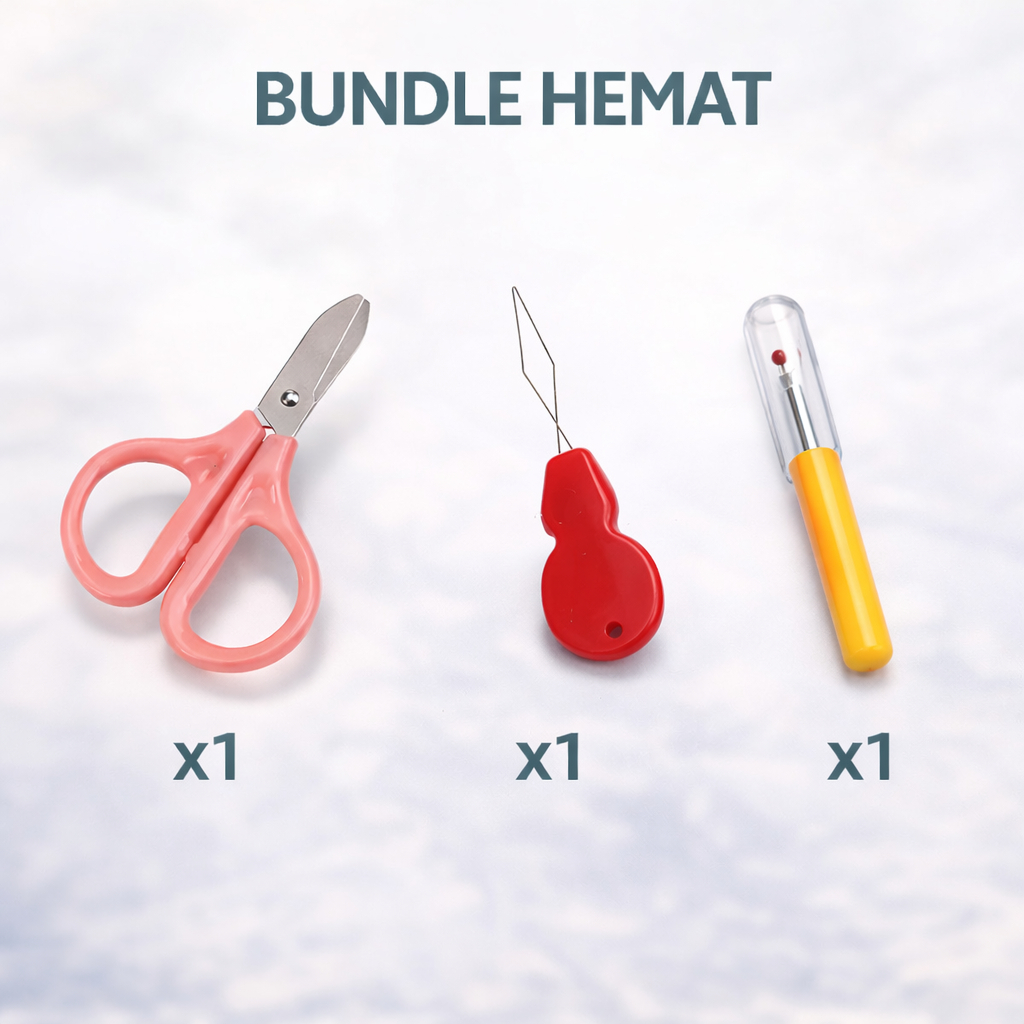 MADEBYBULAT - PAKET BUNDLE HEMAT - GUNTING MINI + MATA NENEK + PENDEDEL BENANG RAJUT