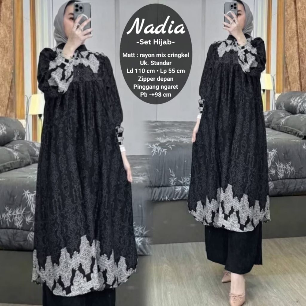 SETELAN TUNIK SET HIJAB RAYON MIX CRINKLE TERLARIS SUPER MEWAH BEST SELLER/SETELAN TUNIK IMPORT PREM