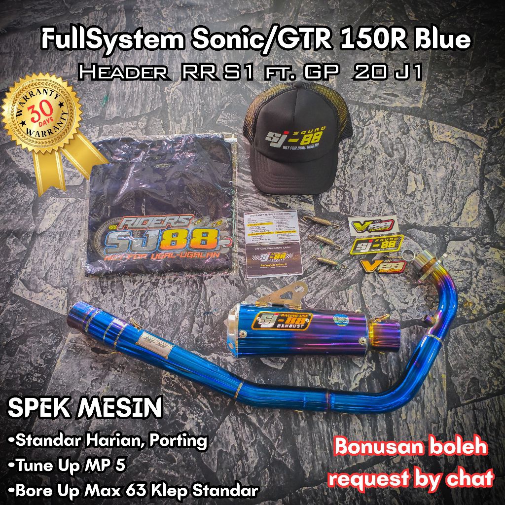 Knalpot SJ88 FULLSYSTEM RR S1 Bluemoon SONIC GTR 150R WAJIB UNDERBONE - Fullset ORIGINAL SJ-88 Racin