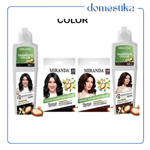 -Domestika- Miranda Magic Shampoo Color Natural Black / Dark Brown | Instan Tanpa Amonia | Shampo Pe