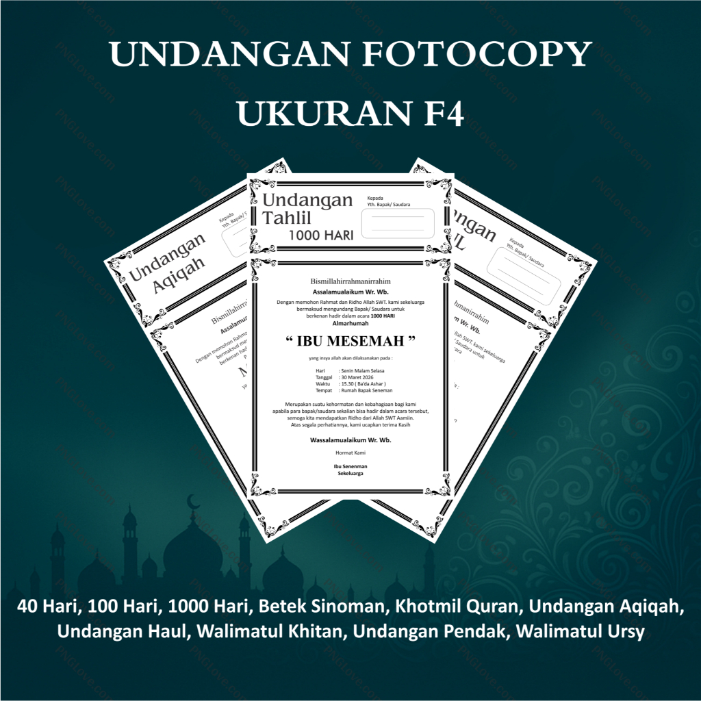 Jual UNDANGAN FOTOCOPY MURAH (PERNIKAHAN, KHITANAN, SELAMATAN, DLL)