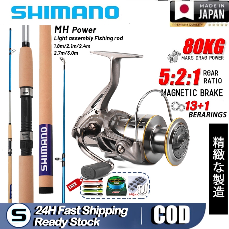 SHIMANO Set Joran Pancing Lengkap Murah Joran Pancing Putar 1.8-3M Dengan Joran Pancing Kombinasi Re
