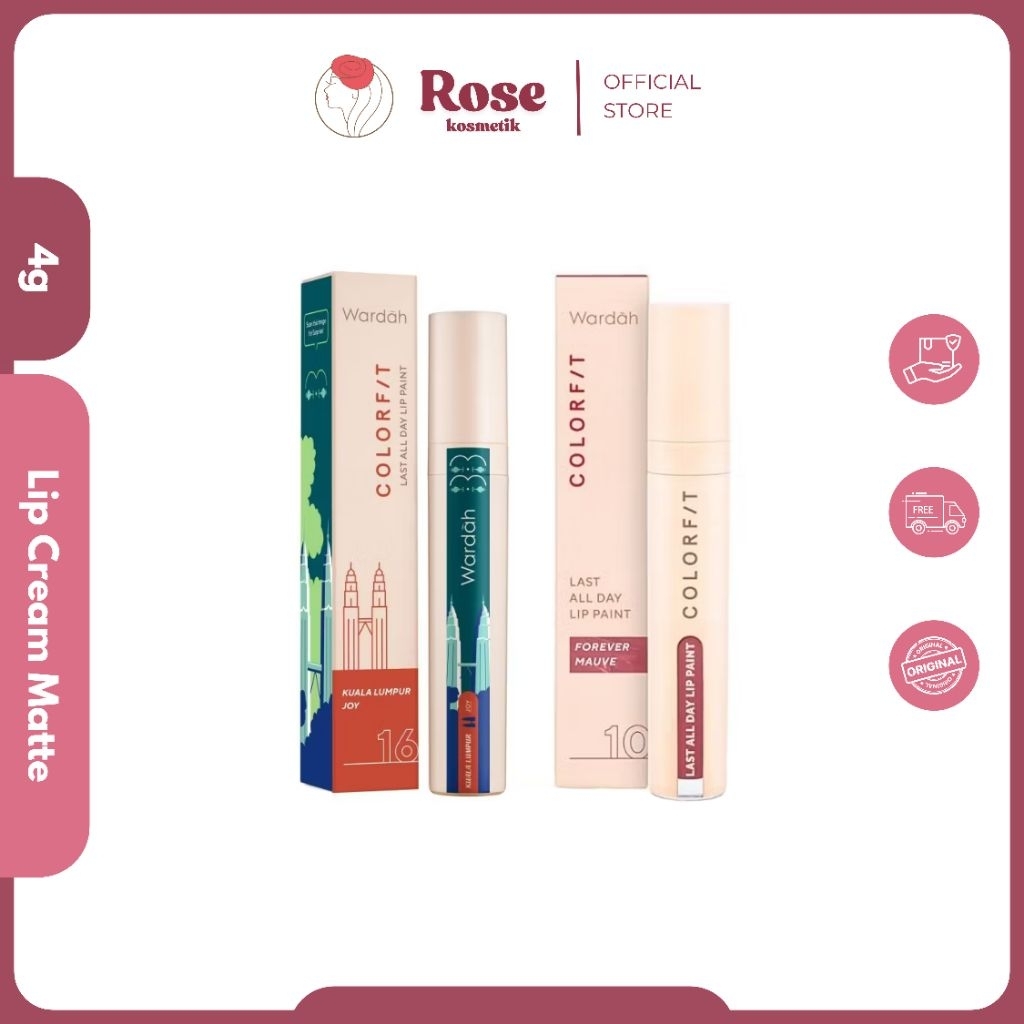 Wardah Colorfit Last All Day Lip Paint 4g | Lip Cream Matte Tahan Lama Waterproof Smudgeproof Transf