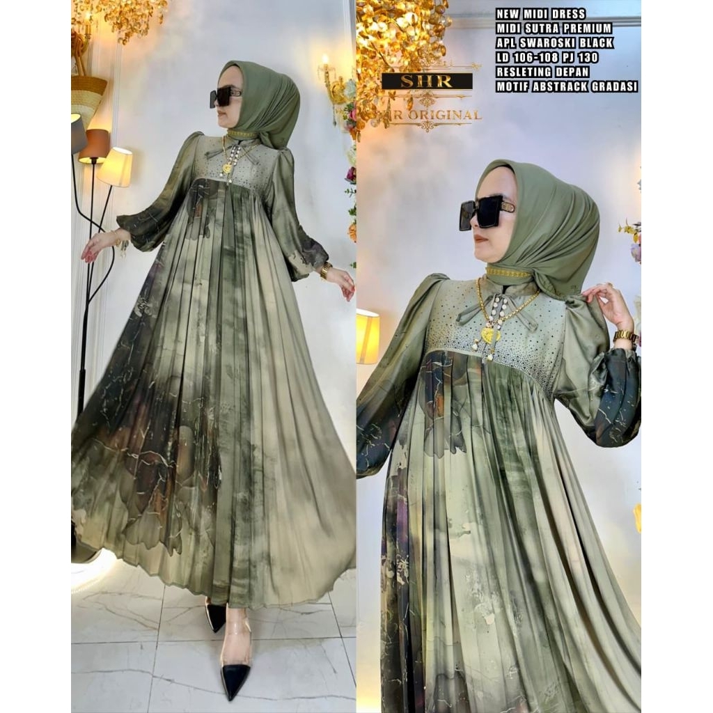 New midi dress sutra premiumm apl swaroski mewah ORI SHR