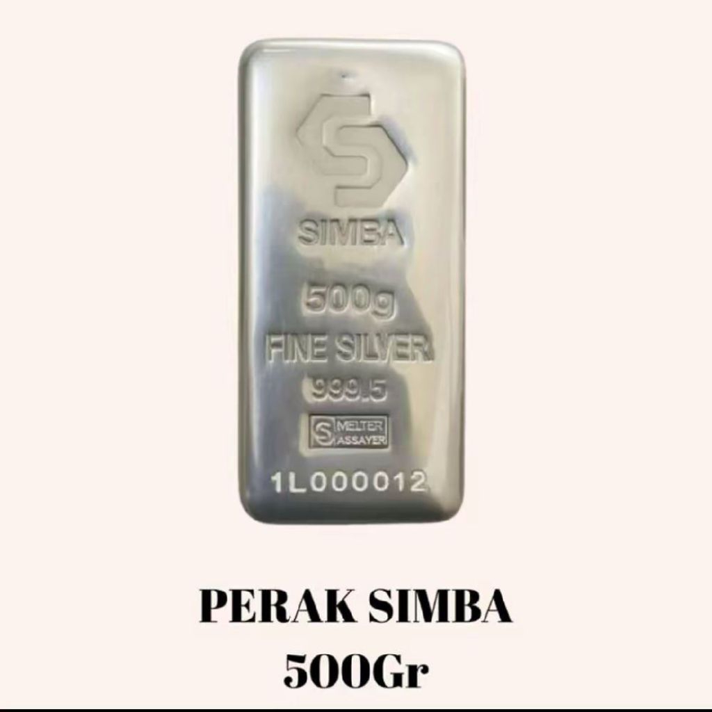 Perak Simba 500 gram Murni 999,5 Silver Pure 500g Simba Bullion Refinery gr