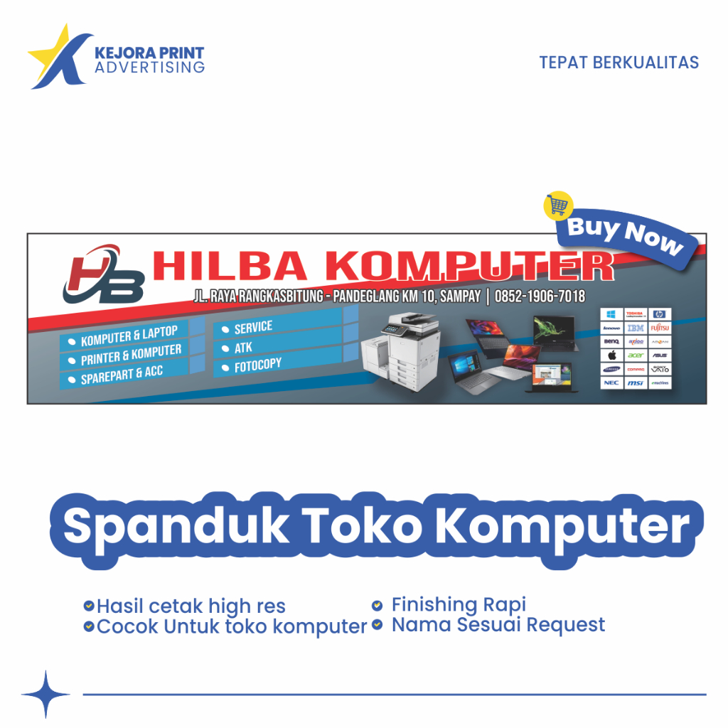 Cetak Spanduk Banner Toko Komputer & Service | Flexy 280 / Korea 440 High Res